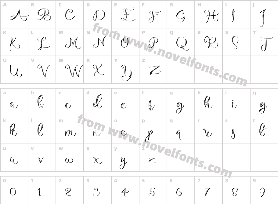 Michelle Handlettering MediumCharacter Map