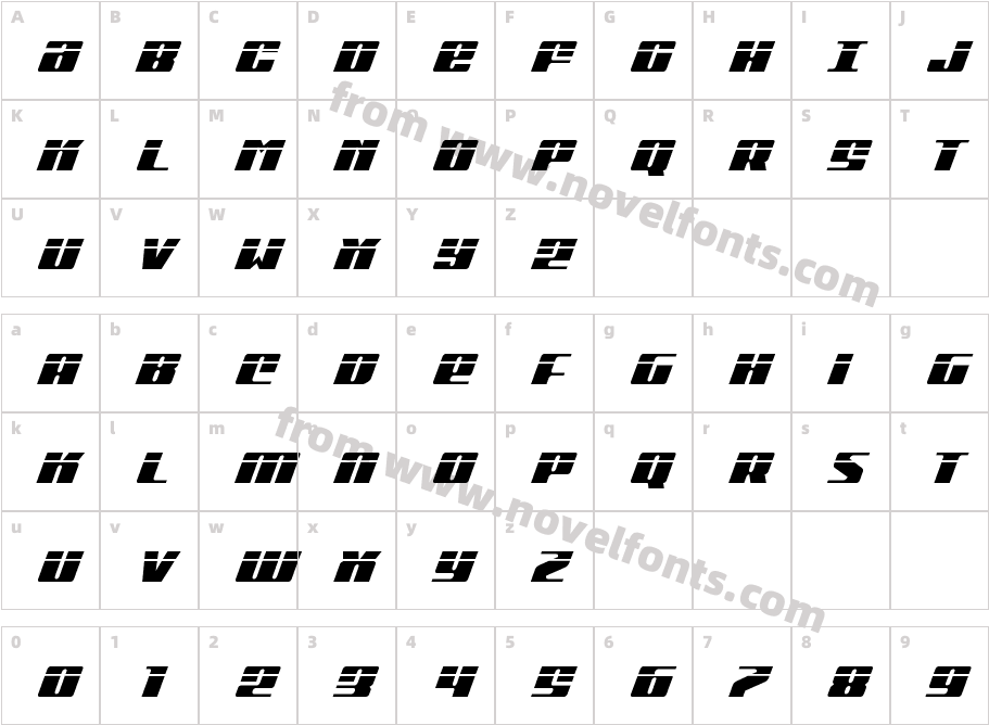 Michigan Condensed Laser ItalicCharacter Map