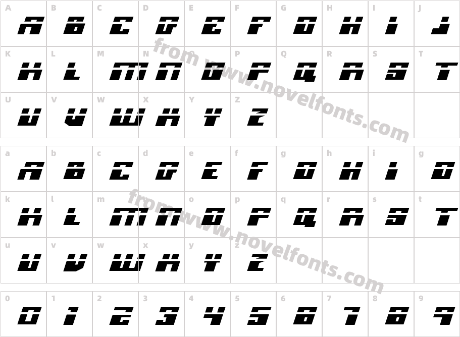 Micronian Expanded Laser ItalicCharacter Map