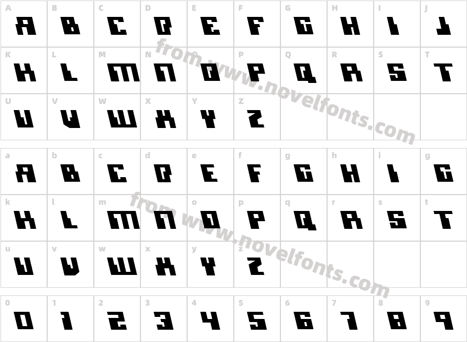 Micronian LeftalicCharacter Map