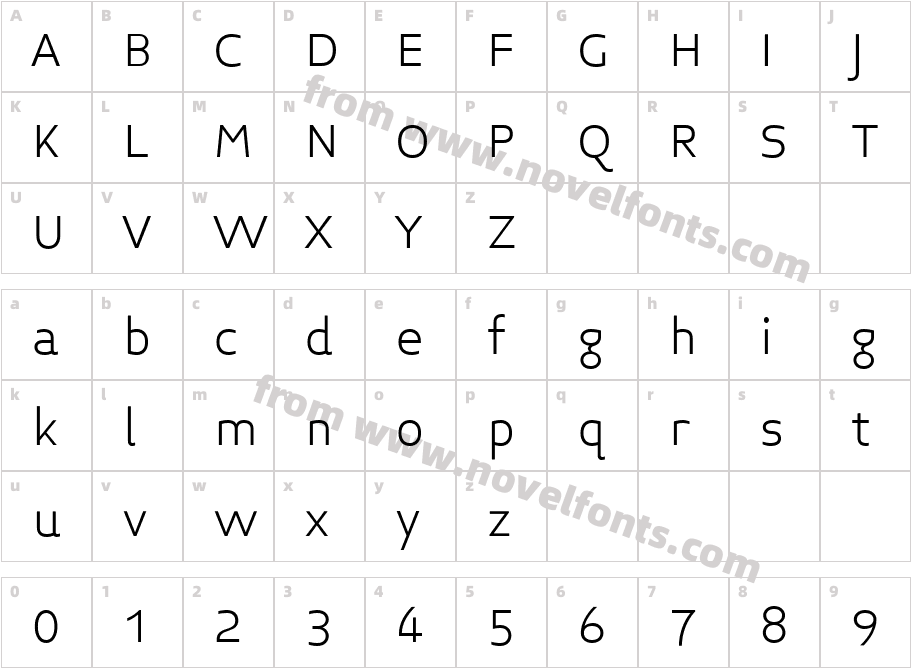 Midiet Sans LightCharacter Map