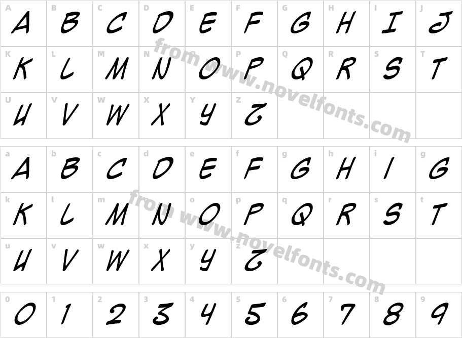 Mighty Zeo Caps ItalicCharacter Map