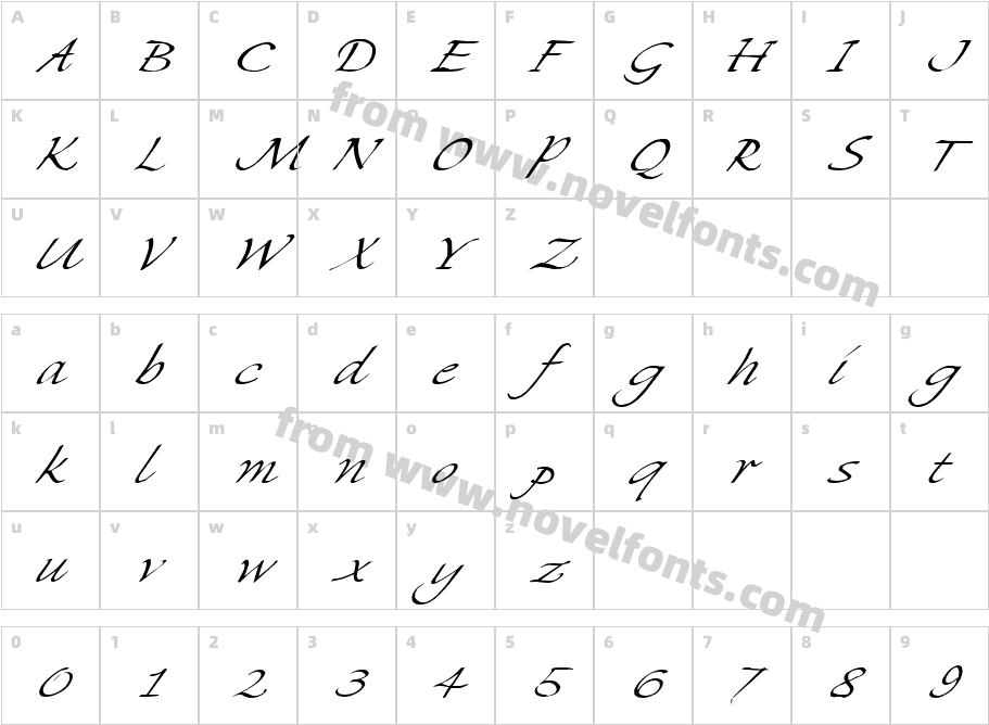 Mikado ItalicCharacter Map