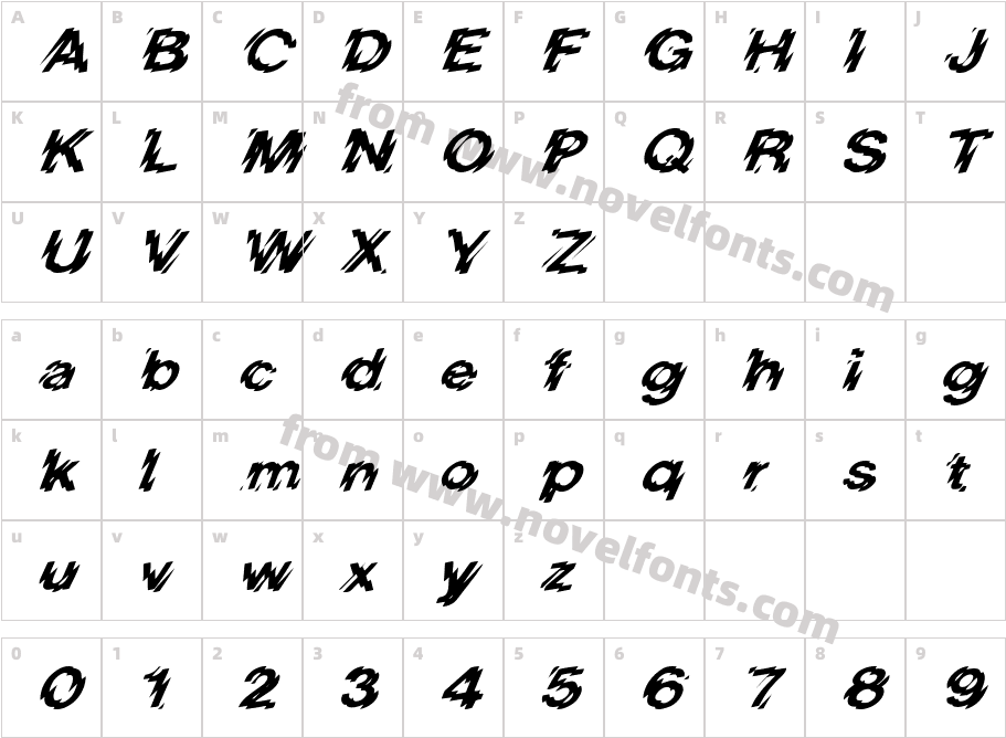 Blur-Extended ItalicCharacter Map