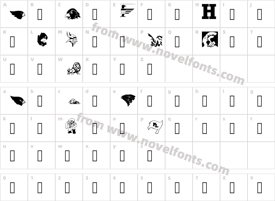 Minnesota High School Logos first font RegularCharacter Map