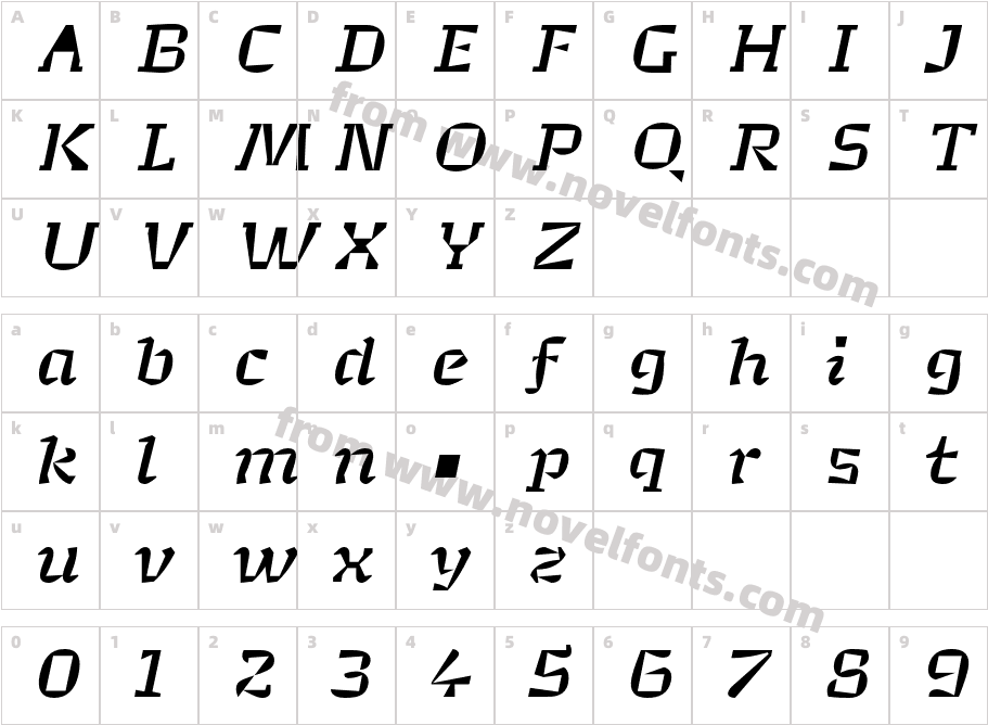 Minuscule2 ItalicCharacter Map