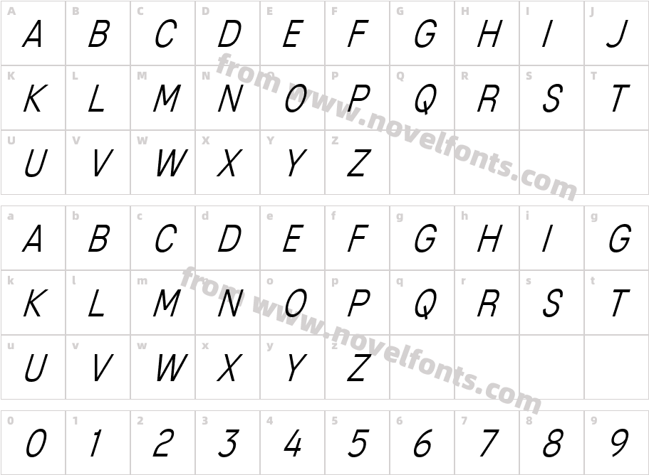 MixolydianTitlingLt-ItalicCharacter Map