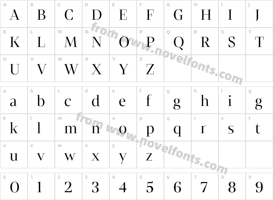 Mixta Didone RegularCharacter Map