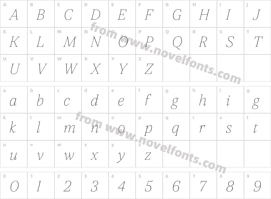 Mixta Pro Thin ItCharacter Map