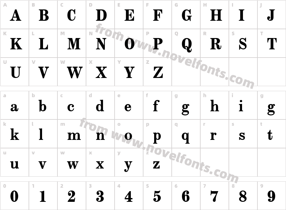 Modern ExtT BoldCharacter Map