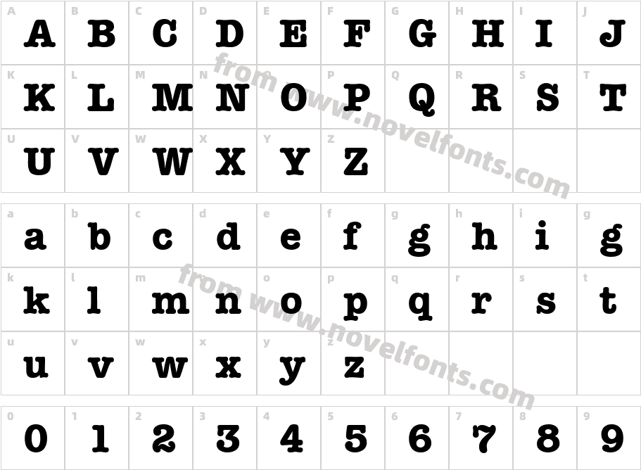 Modern Typewriter BoldCharacter Map