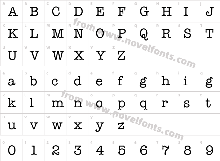 Modern Typewriter RegularCharacter Map
