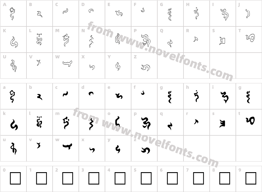 Modern vulcan 1.1Character Map