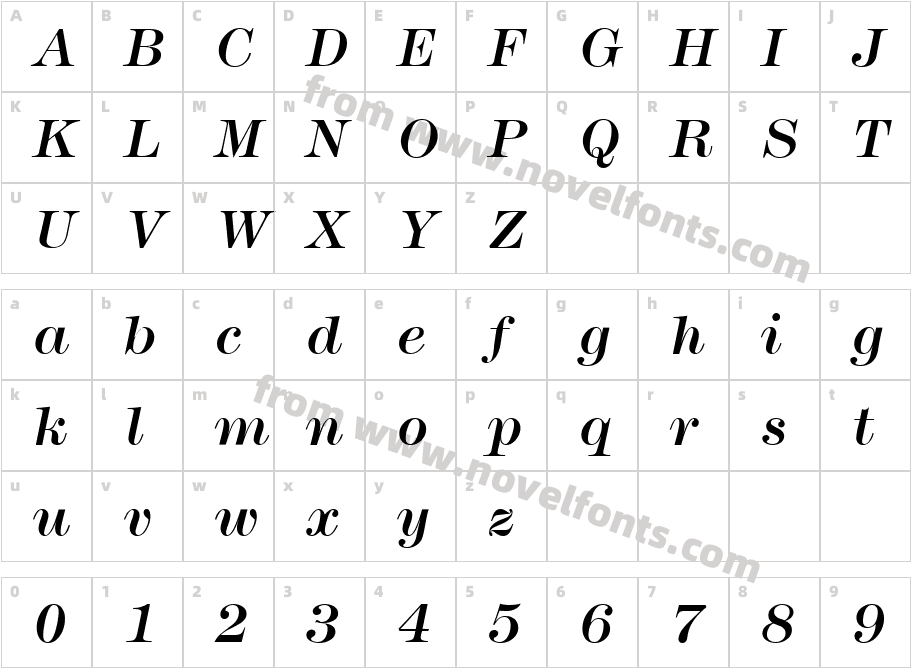 Modern438 Regular ItalicCharacter Map