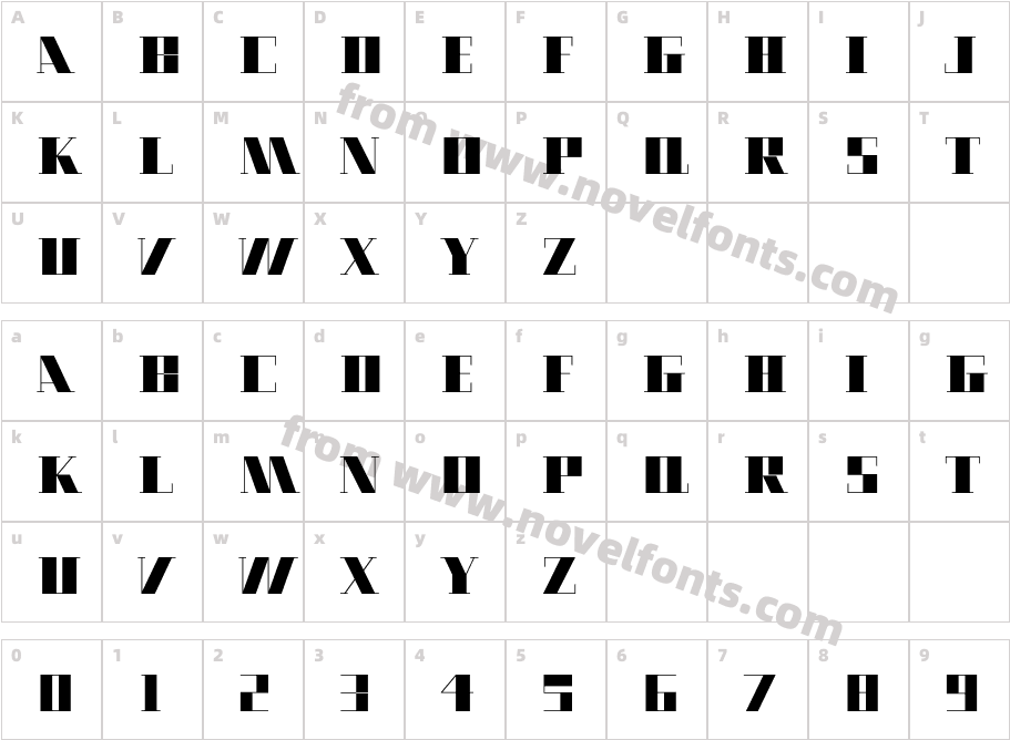 Modern9 BoldCharacter Map