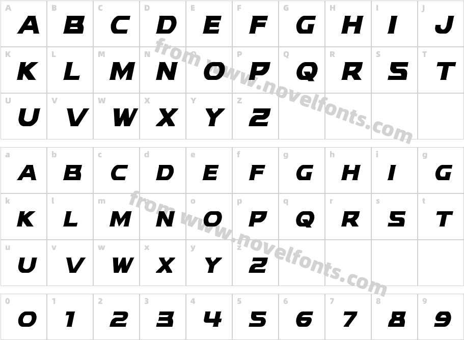 Modi Thorson Condensed ItalicCharacter Map