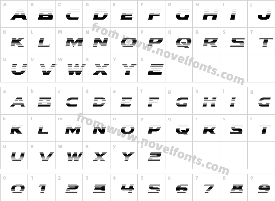 Modi Thorson Gradient ItalicCharacter Map