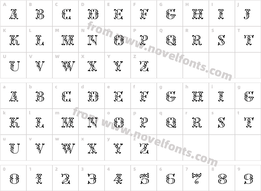 Mon Nicolette Toscane RegularCharacter Map