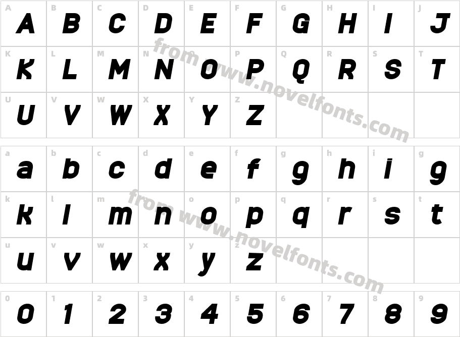 Monark Black ObliqueCharacter Map