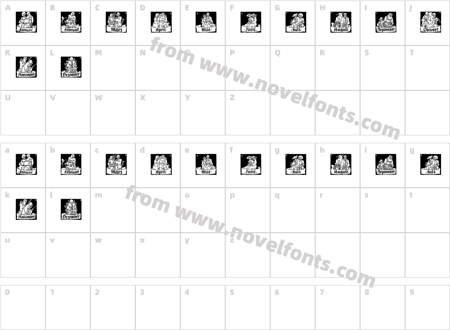 Monats Vignetten 1Character Map