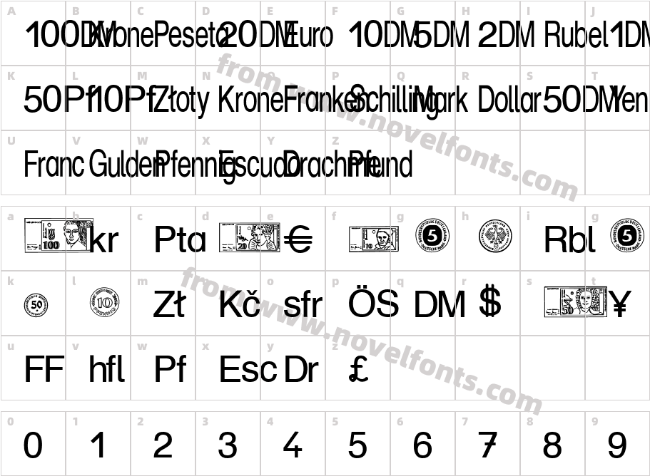 Money BeckerCharacter Map