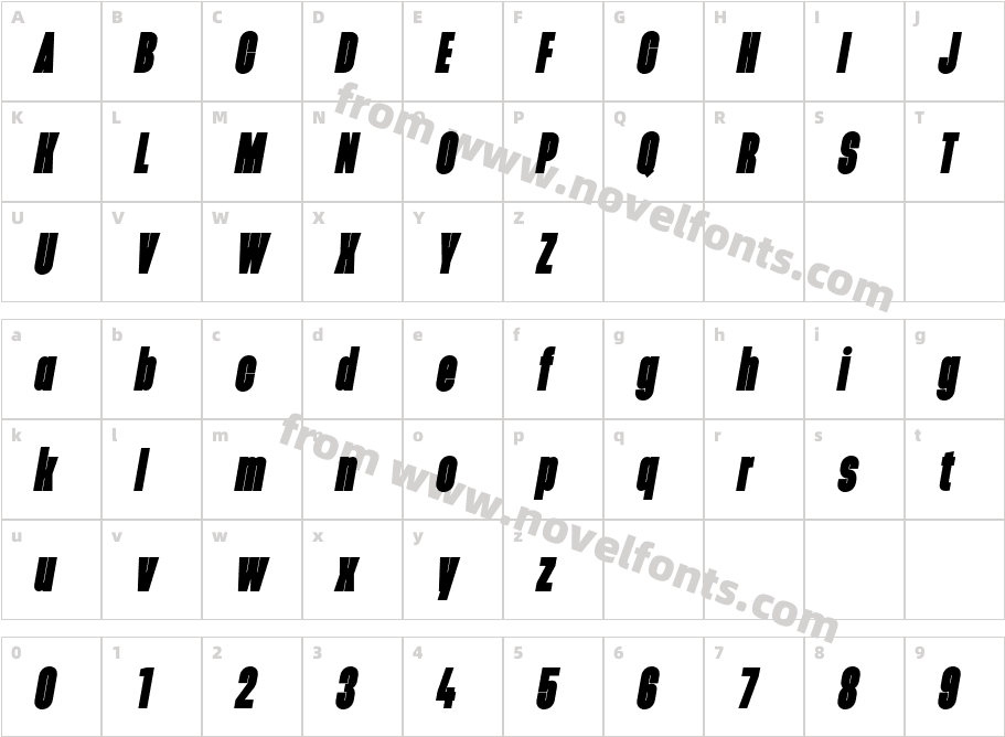 Monopol Medium Bold ItalicCharacter Map