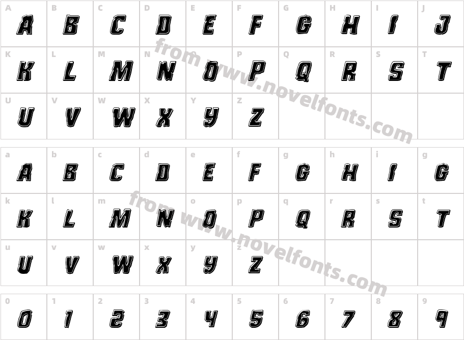 Monster Hunter Bevel ItalicCharacter Map