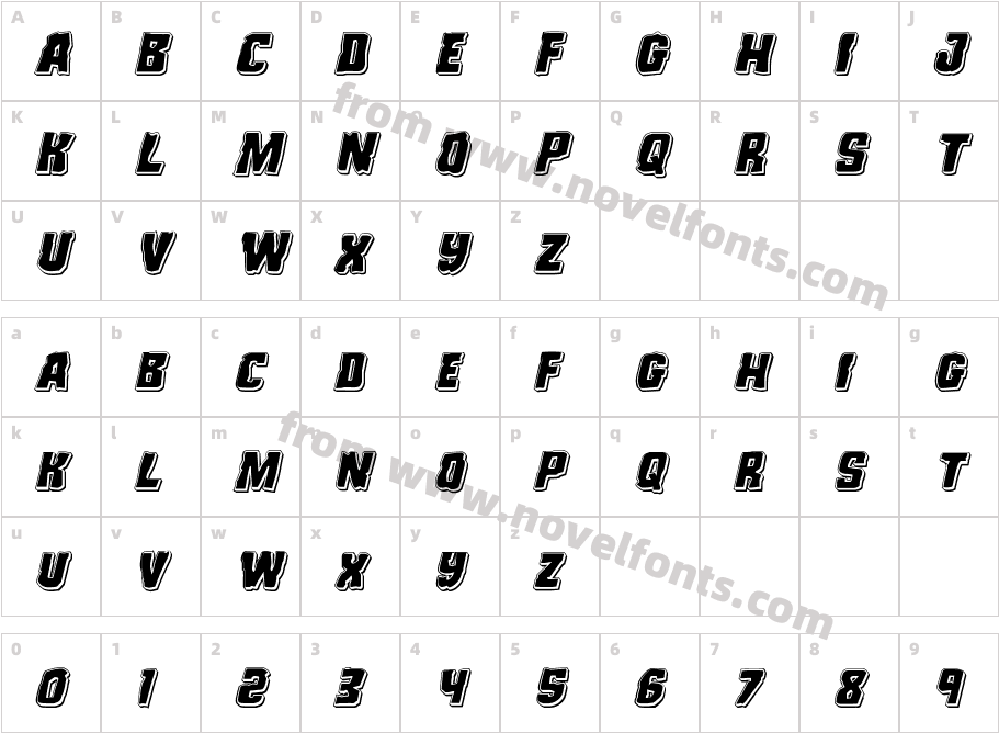 Monster Hunter Punch ItalicCharacter Map