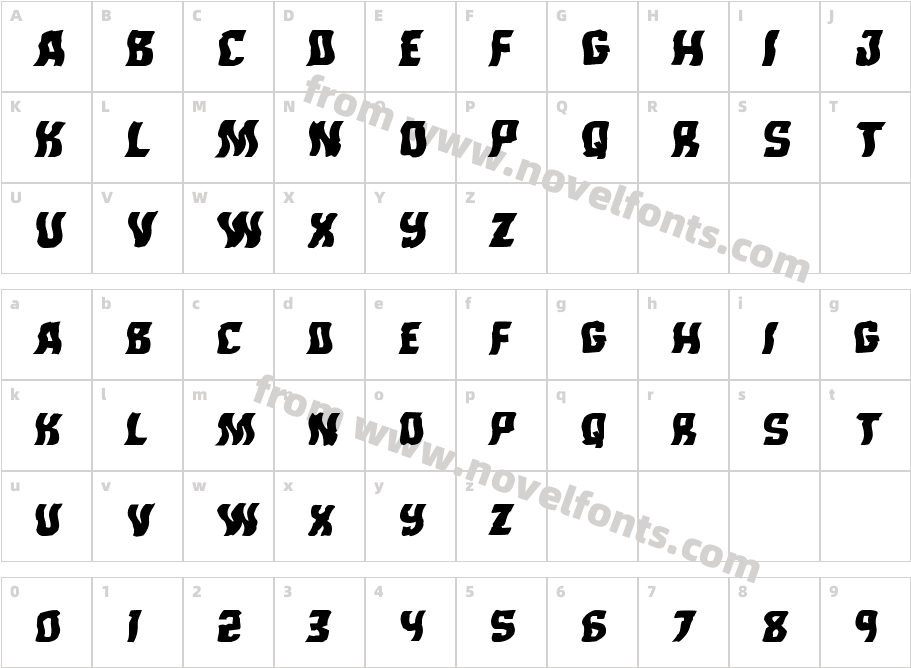 Monster Hunter Warped ItalicCharacter Map