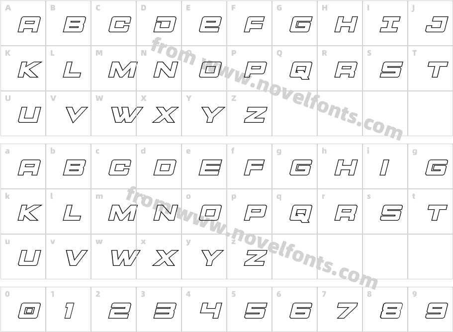 Montroc Outline ItalicCharacter Map