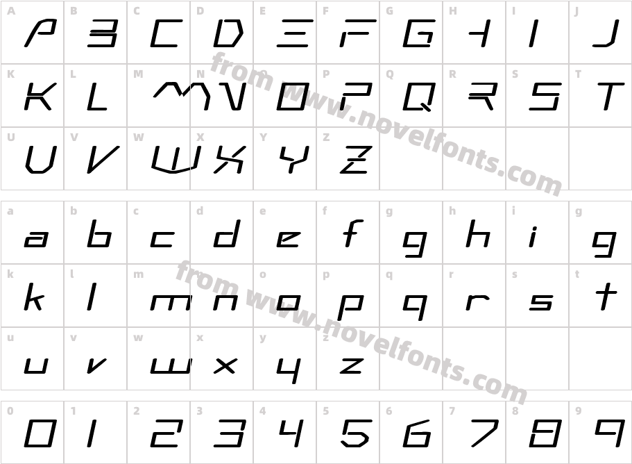 Moonwalker Extended ObliqueSWFTECharacter Map