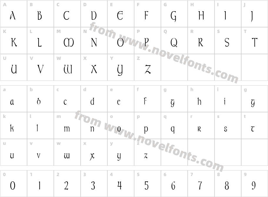 Moravian Condensed RegularSWFTECharacter Map