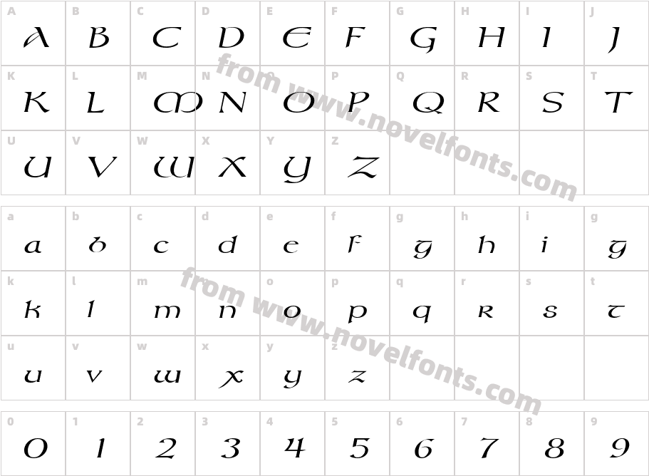 Moravian Extended ItalicSWFTECharacter Map