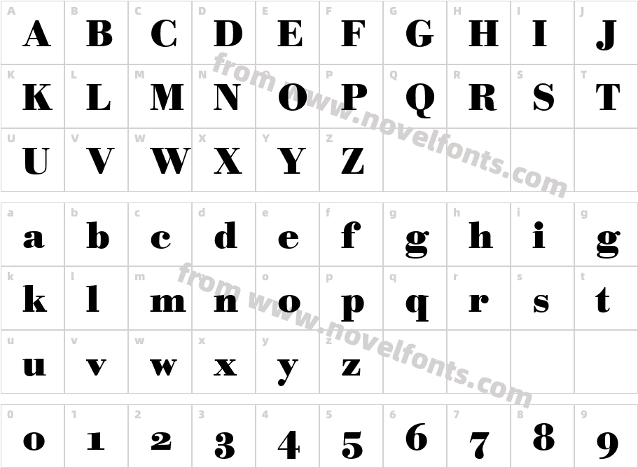 Bodoni BECharacter Map