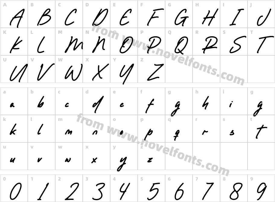 Mortega RegularCharacter Map