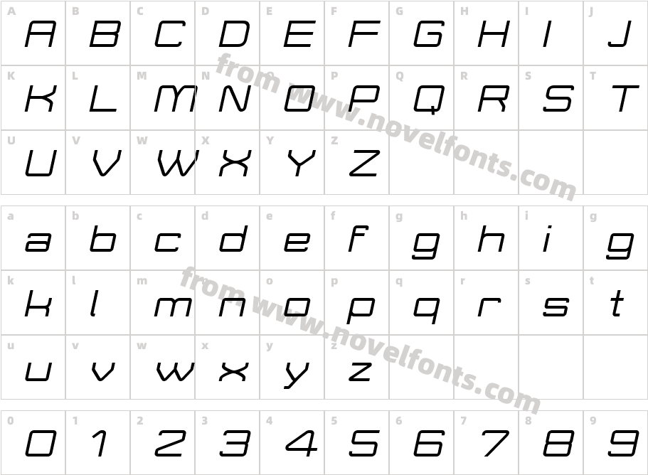 Move-X ItalicCharacter Map