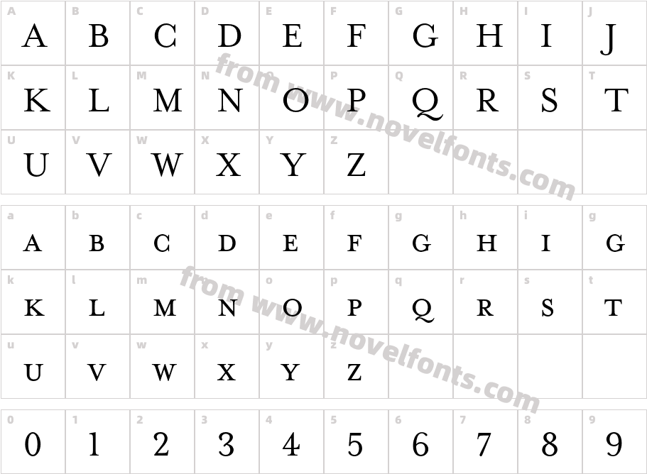 Mrs Eaves Small Caps OTCharacter Map