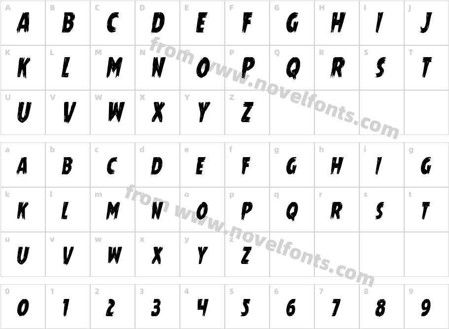 Mrs. Monster Condensed ItalicCharacter Map