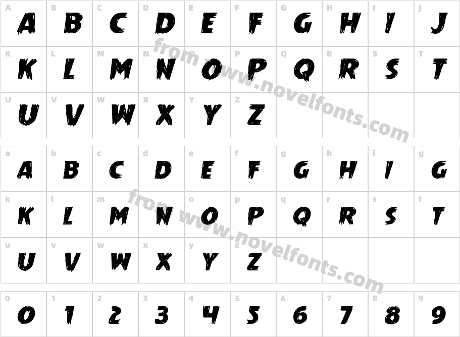 Mrs. Monster Expanded ItalicCharacter Map