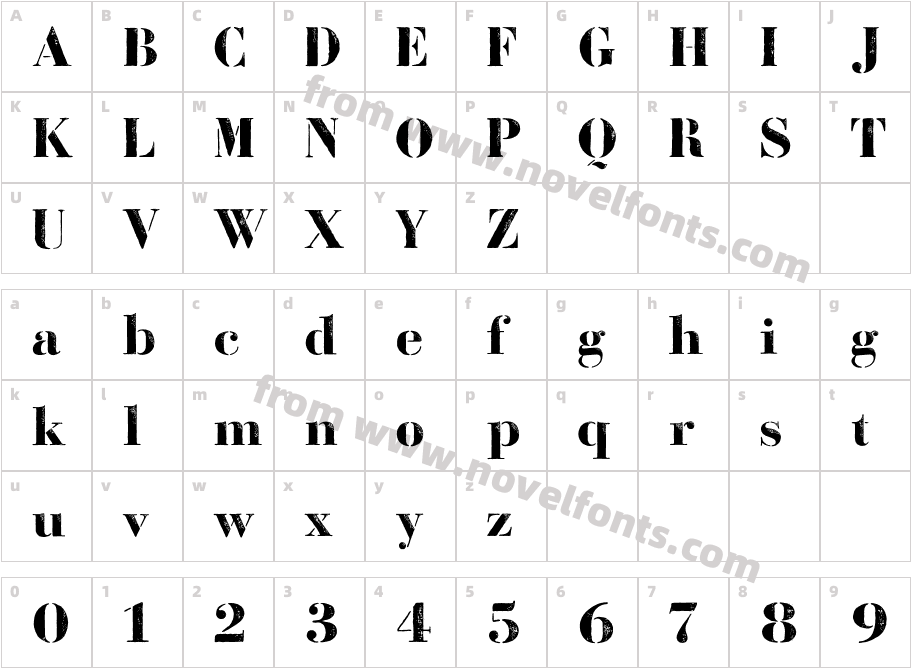 Bodoni Fragile DirtCharacter Map