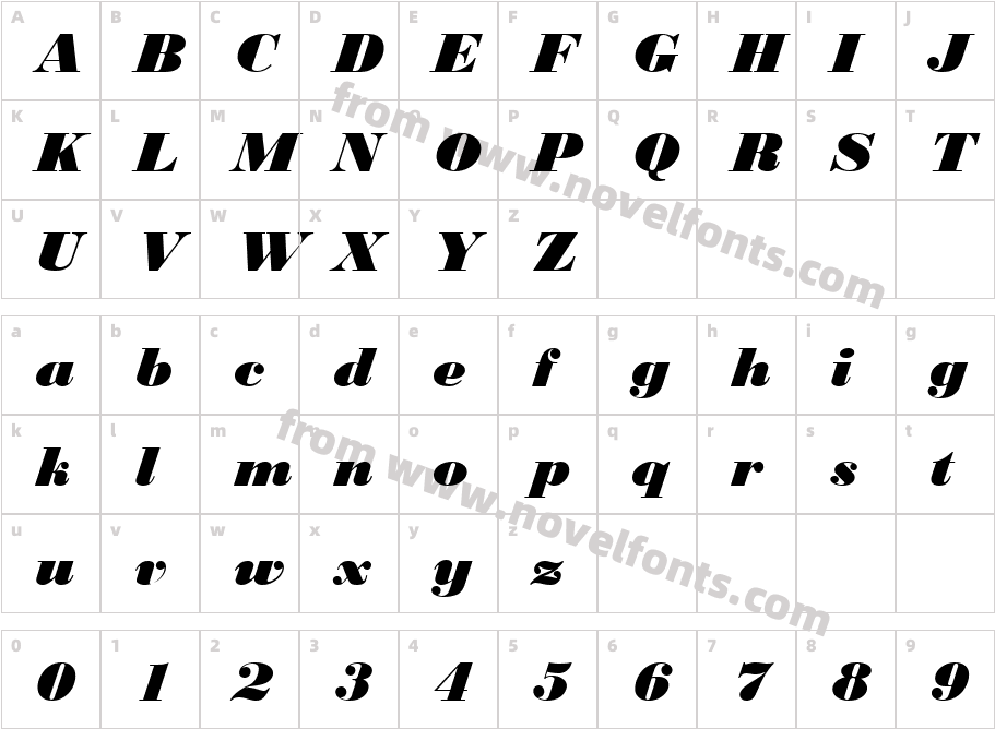 Bodoni MT Black ItaliqueCharacter Map