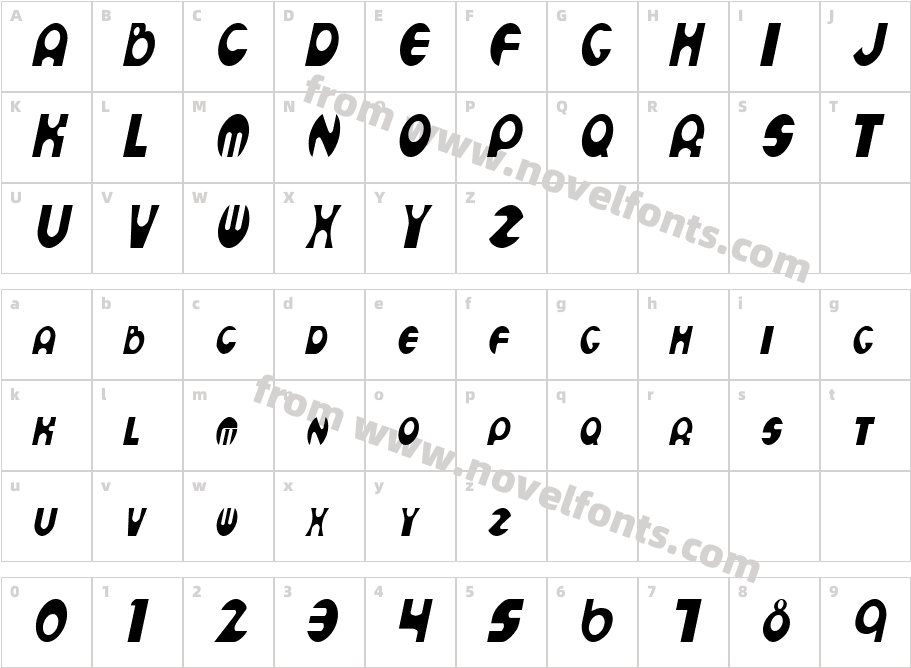 Mutant Condensed Oblique SwfteCharacter Map