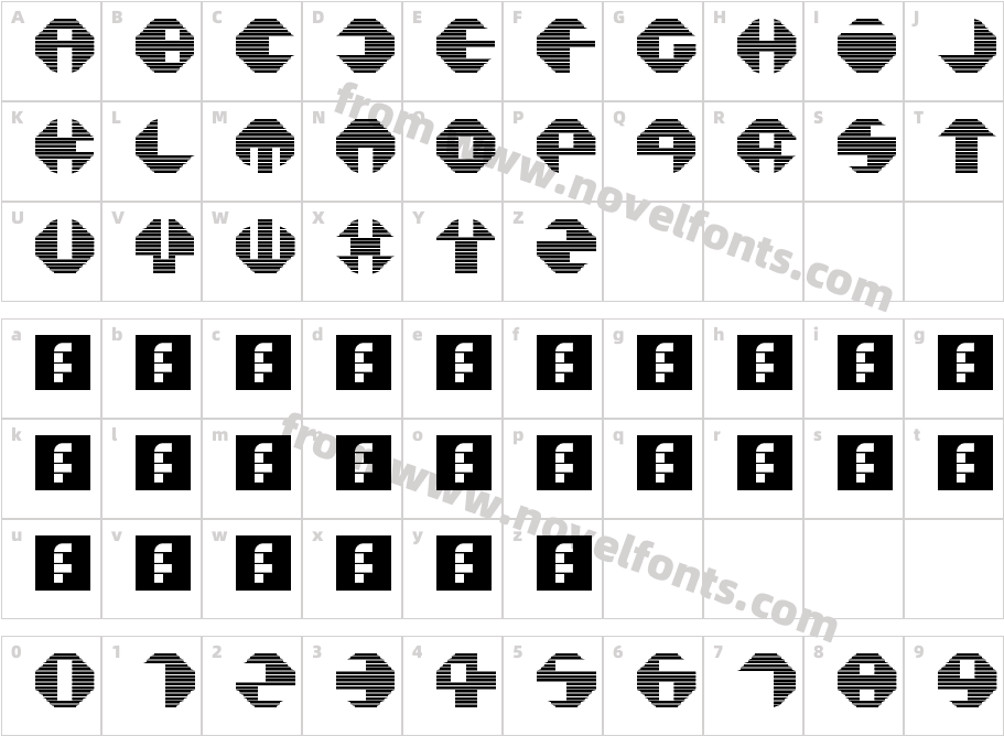 N.E. OCTOMO RegularCharacter Map