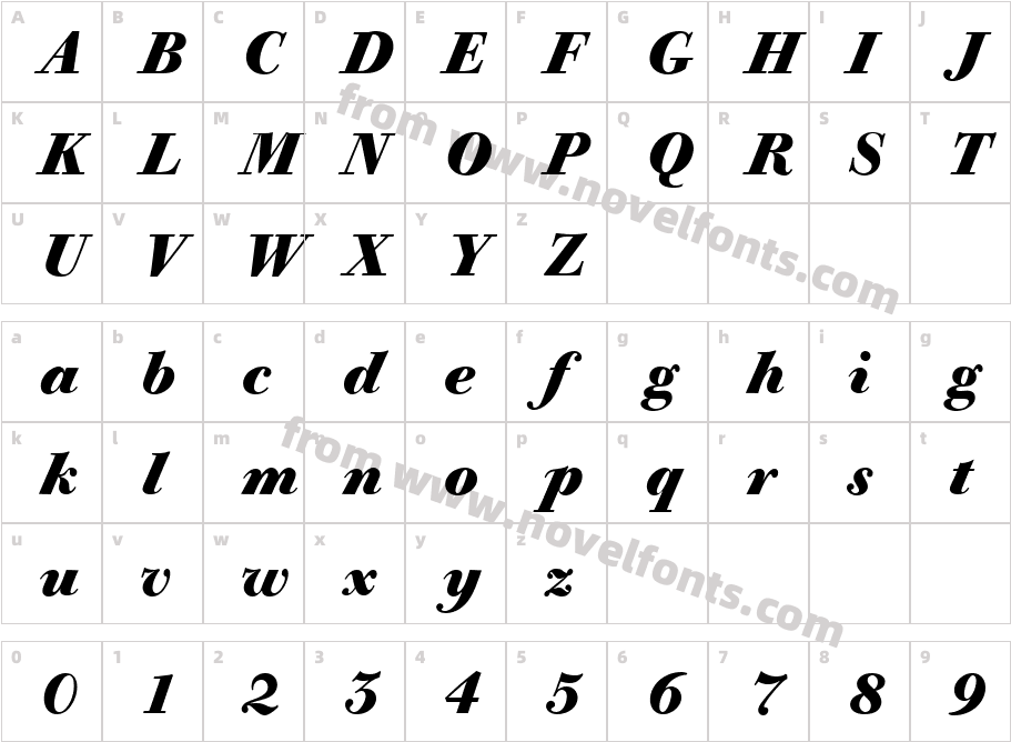 Bodoni Old Face BE Bold ItalicCharacter Map