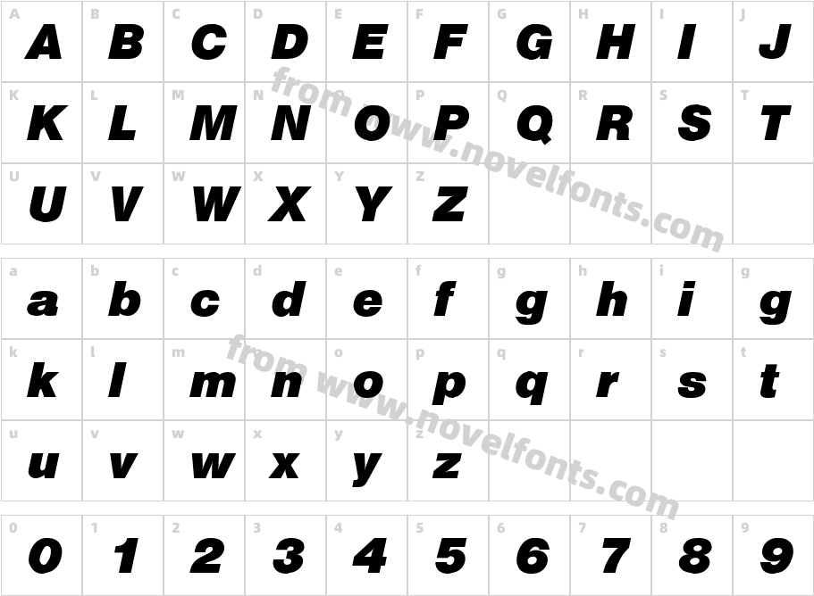 N.O. Technique ( Choque DisplayS Si Bold Italic)Character Map