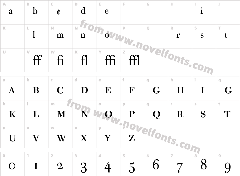 Bodoni Old Face BE ExpertCharacter Map