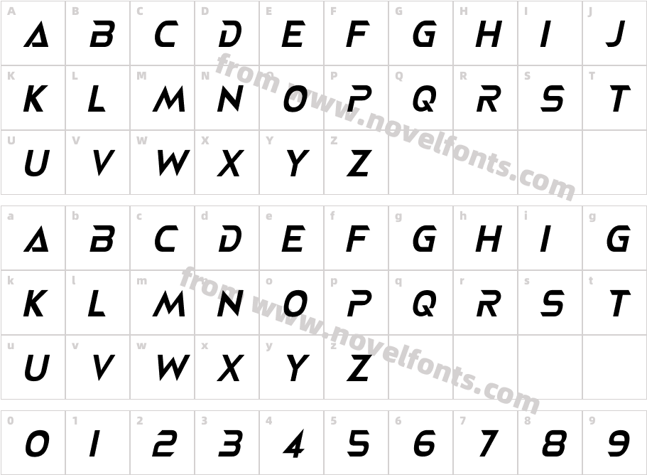 NEOTERIQUE ItalicCharacter Map