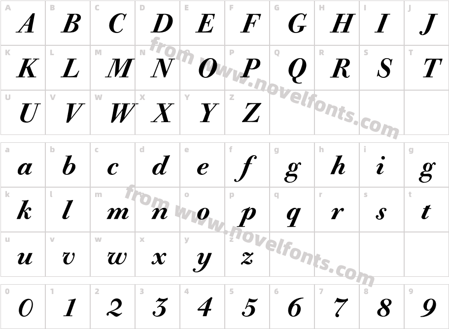 Bodoni Old Face BQCharacter Map