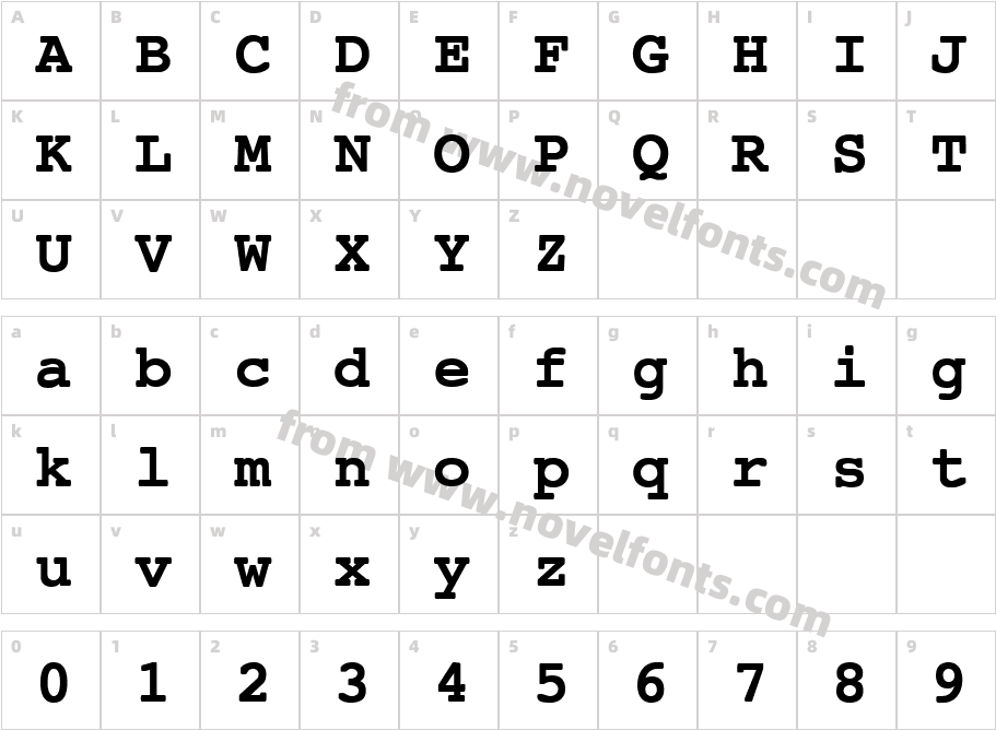 NT CourierVK Bold ObliqueCharacter Map