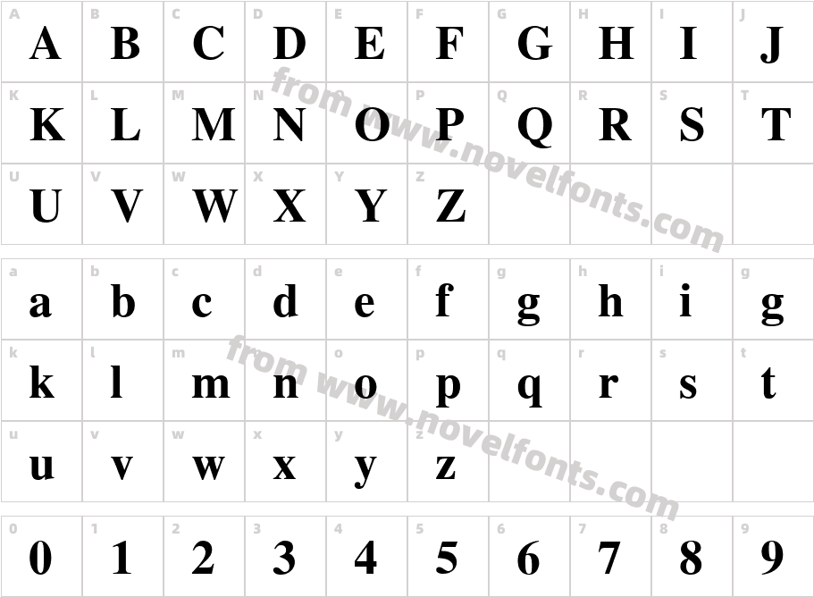 NT TiercePS BoldCharacter Map